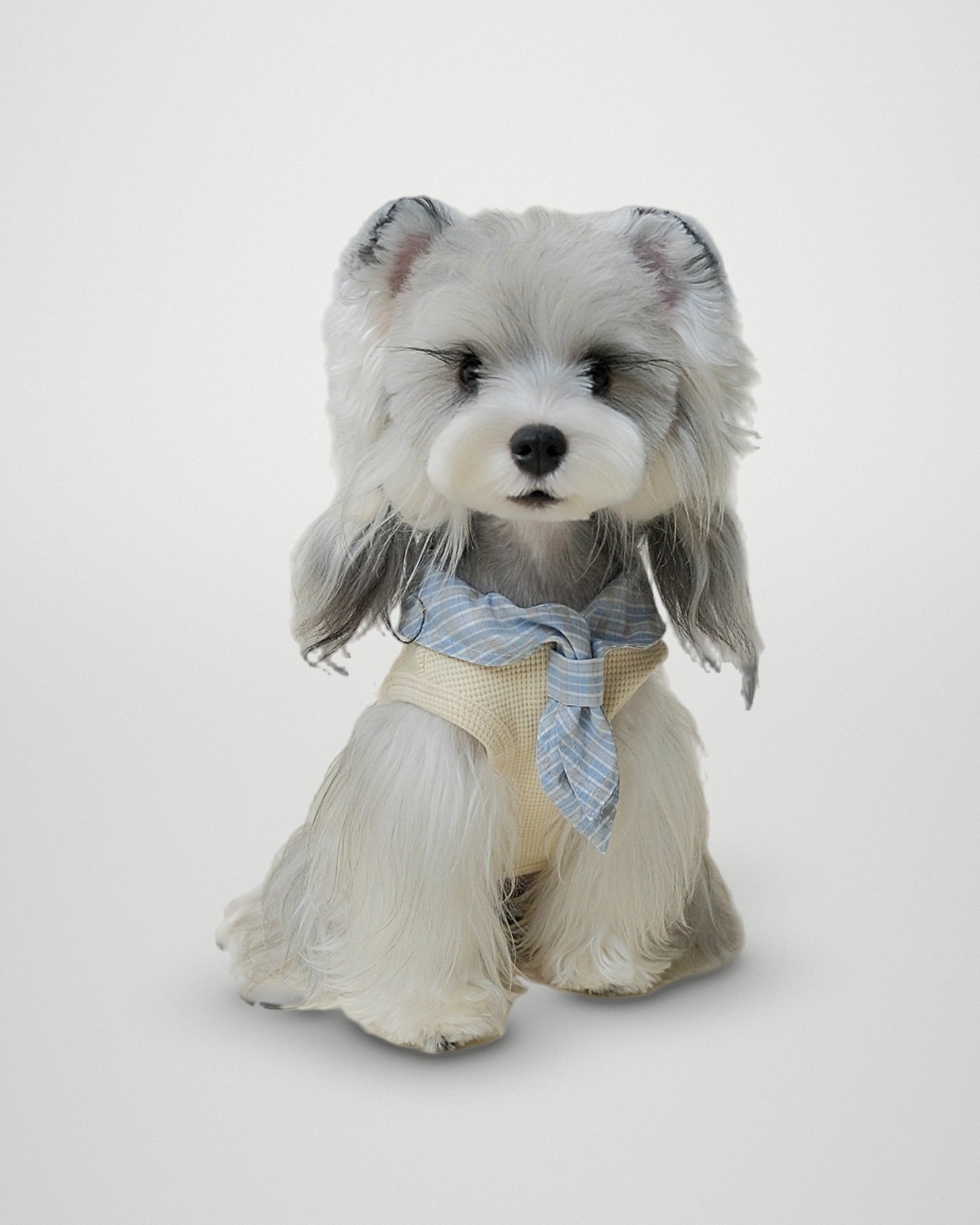 Plaid Scarf Waffle Vest – Beige