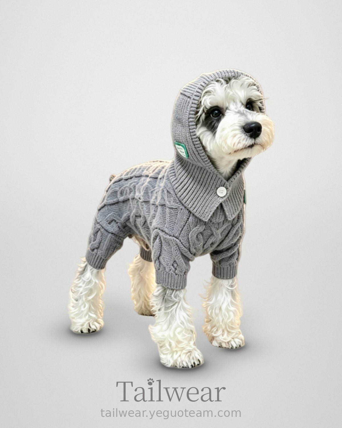 Cable Knit Four-Leg Sweater – Grey