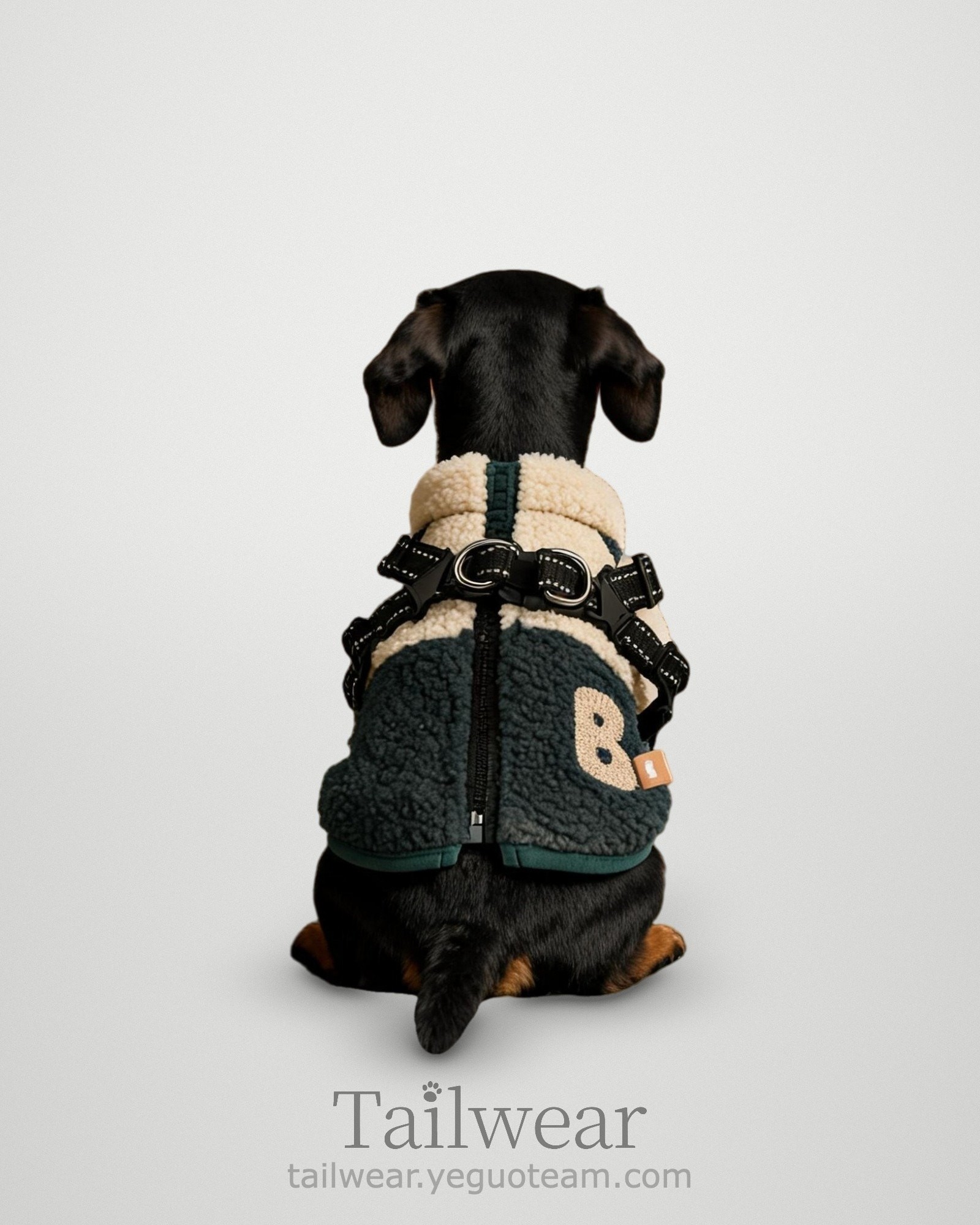 Teddy Fleece Harness Vest – Green Cream