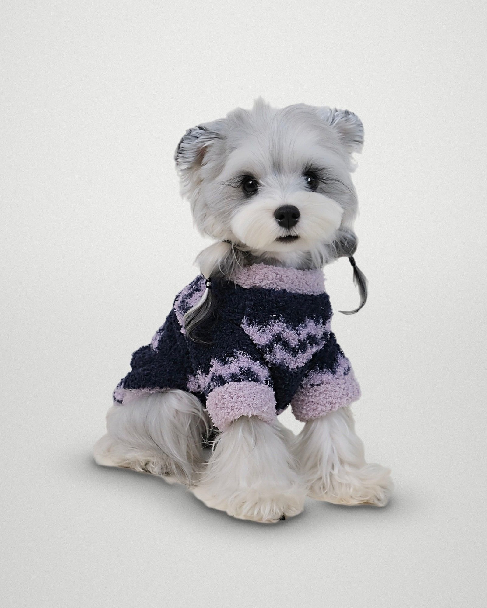 Wave Stripe Fuzzy Sweater – Purple