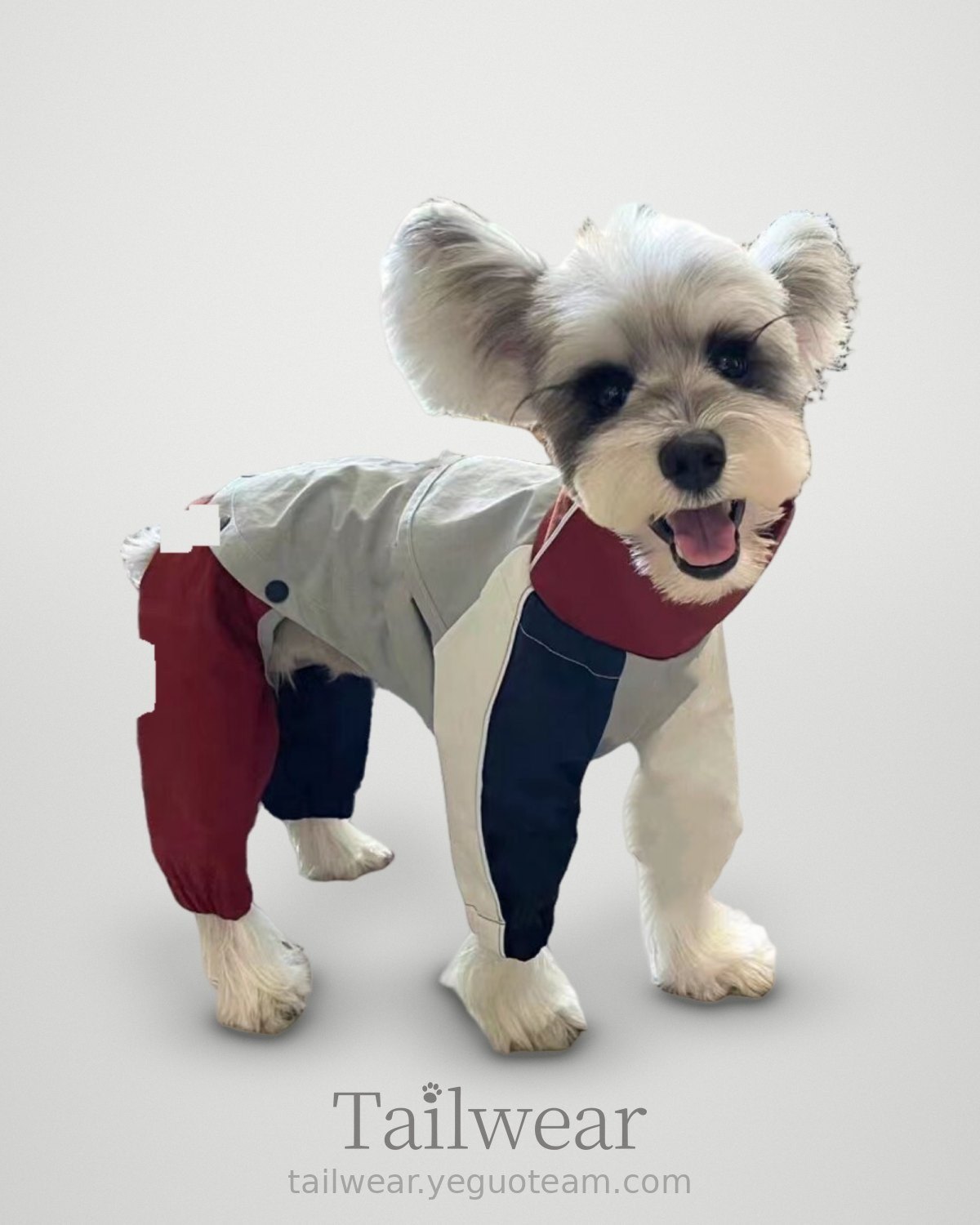 Colour-Block Four-Leg Rain Shell – Grey Red