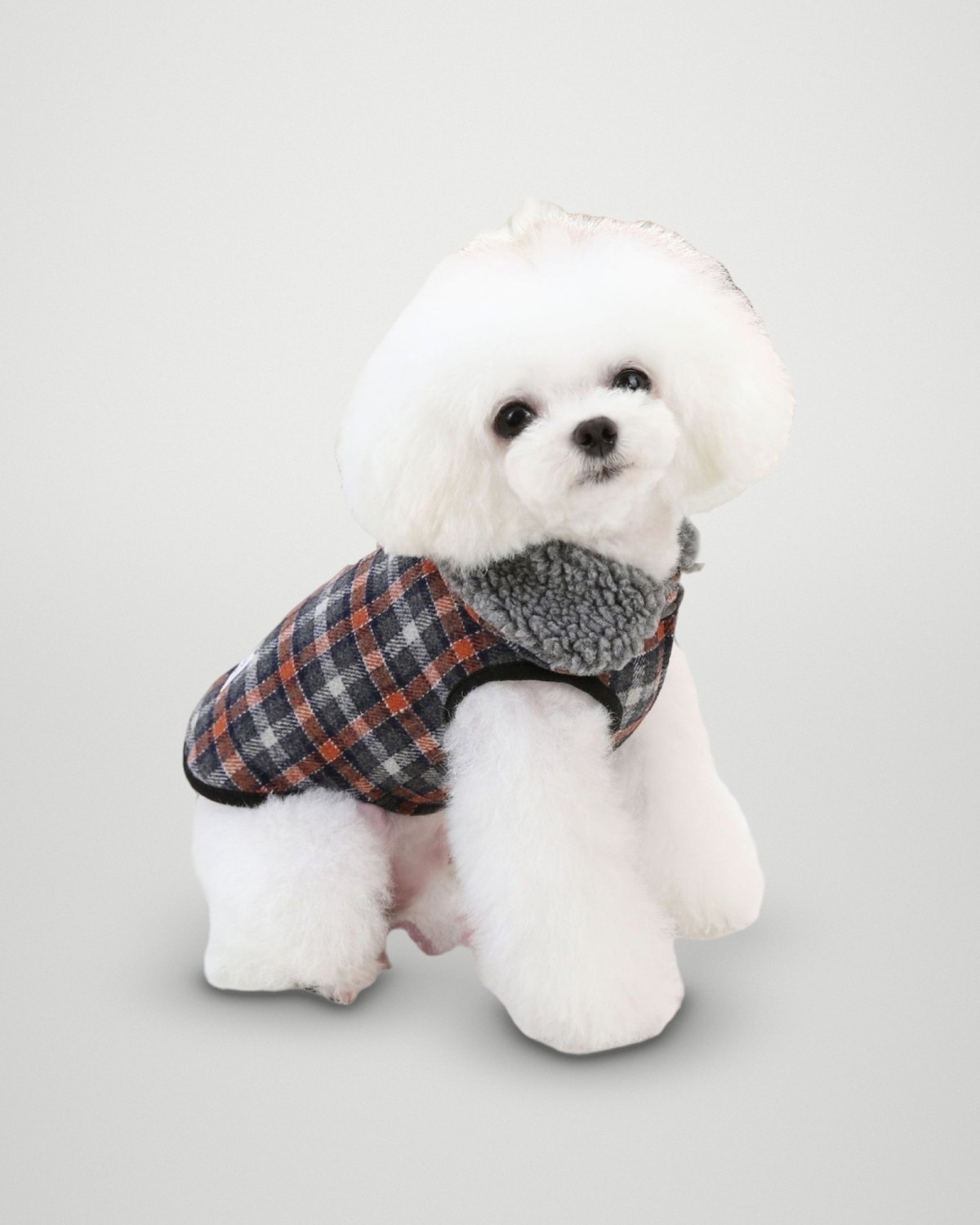 Sherpa-Collar Plaid Vest – Navy Plaid