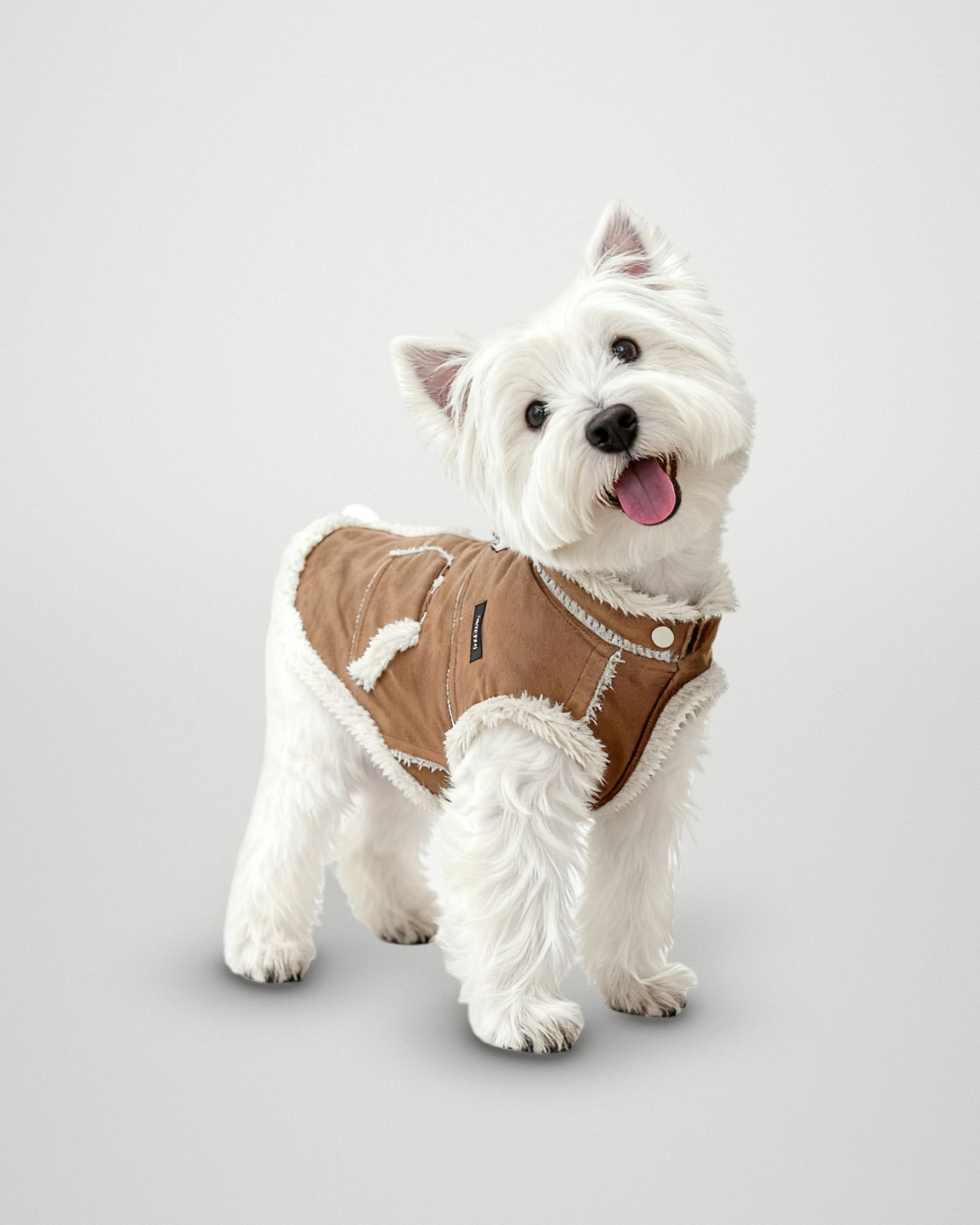 Shearling-Trim Suede Vest – Coffee